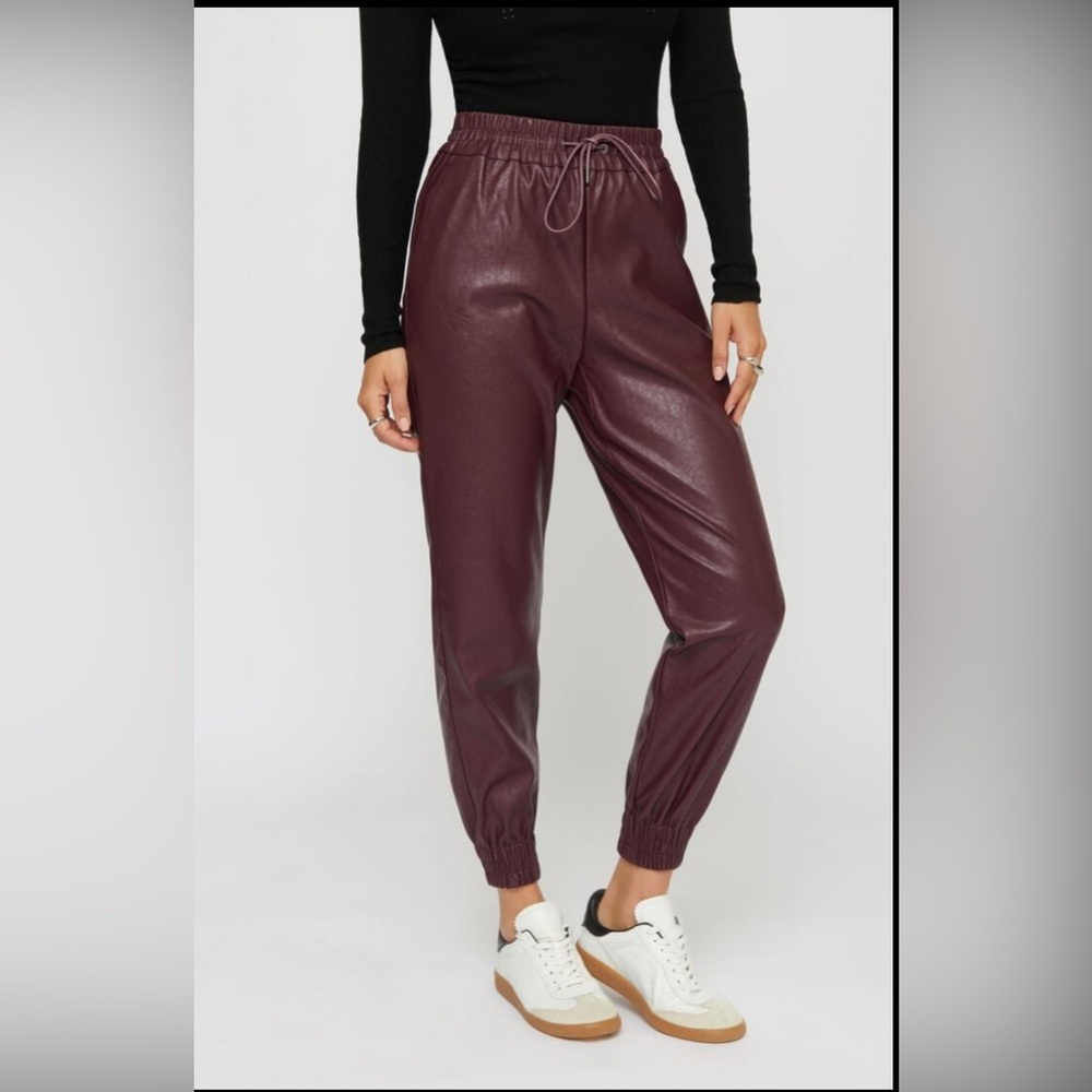 Dynamite Burgundy Faux Leather Pants